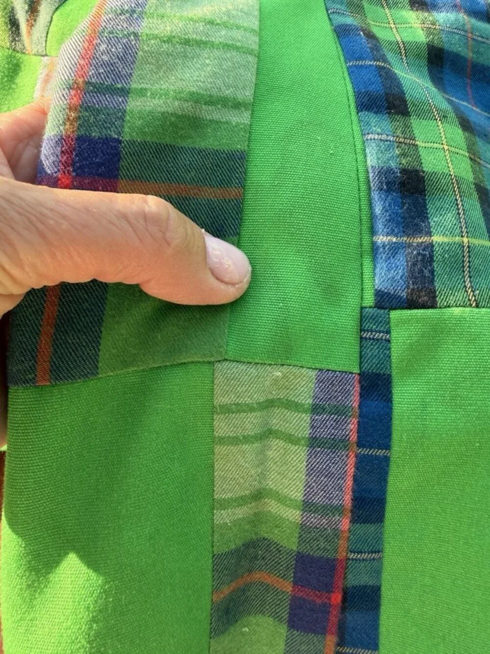 Vintage 80s Green tartan plaid patchwork preppy OLD MONEY tailored blazer 38